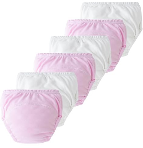 SEAUR 6 Pack Baby White Underwear Cotton Soft Training Pants Multicolour | Washable Soft Toddlers Reusable Underpants Multipack 1-2 Years