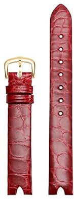 hoosouk Lederarmband für OMEGA De Ville Lederarmband V-förmige Öffnung Schraubstange Damenuhr(Redg)
