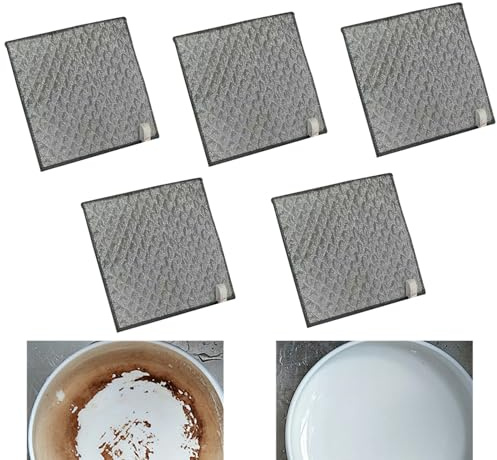 Trapos para lavavajillas, multiusos, de alambre, para lavar platos en húmedo y seco, no raya, 5 paños multifuncionales para limpiar utensilios de cocina para vajilla, azulejos, horno, fregadero, ollas