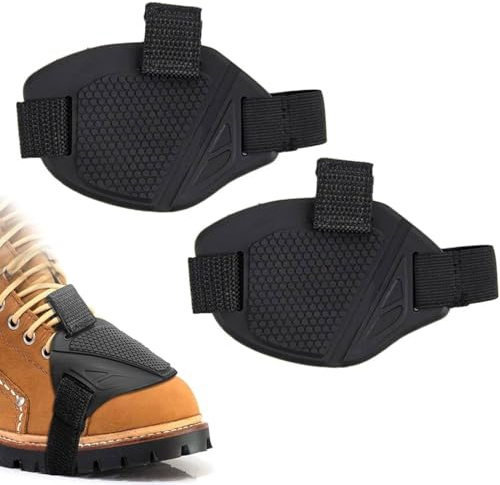 2 Protezione Scarpe Moto, Universale protezione scarpe moto, Copriscarpe Moto Antiscivolo, Proteggi Salvascarpa Motociclo Gear Shifter Protezione del Cambio con Fascia Elastica Regolabile