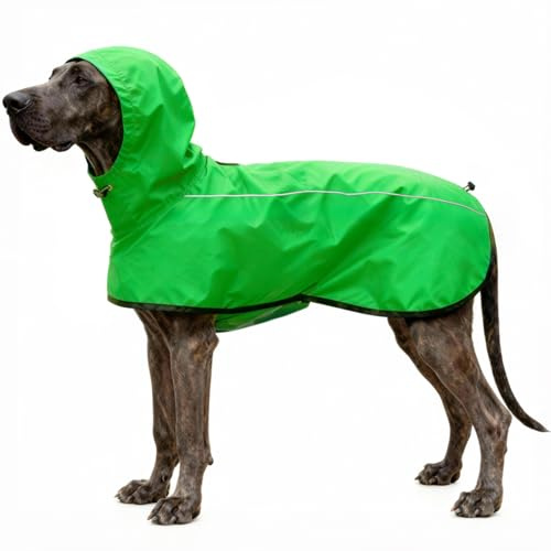 Mosucoirl Hund Regenmantel Jacke Reflektierende Verstellbare Kapuze Haustier Poncho Regenmantel mit Leine Loch wasserdichte Kleidung für kleine mittlere große Hunde (Grün, S)