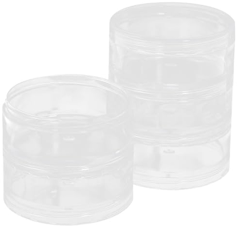 VALICLUD Boîte de Rangement Ronde en Plastique à 5 Niveaux Compartiments Séparés, Étui Transparent Empilable pour Bijoux, Perles et Accessoires de Couture