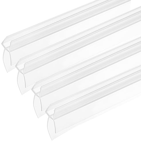 4 PcsJoint Porte Douches, 40 cm Joint de Porte de Douche Bas salle de bain Incurvés, Joint Paroi de Douches, Joint Etancheite Douche verre de 4-6 mm d'épaisseur(H-20 mm)