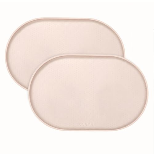 Conlun Napfunterlage Hund,1,2cm Hohe Ränder Futtermatte Katzen zur Vermeidung von Verschüttungen,BPA-Freie Silikonmatte mit Rand Gummi-Hundenapf Unterlage für Futter- und Wassernäpfe(2er-Set,48x30 cm)