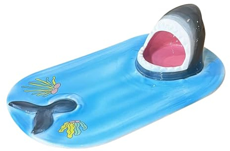 MFYOUPK Ceramic Shark Platter, Shark Food Serving Tray with Soy Sauce Holder Funny Sushi Serving Plate Kitchen Salad Plates Hot Pot Dish Kitchen Decoration for Party Birthday Festival
