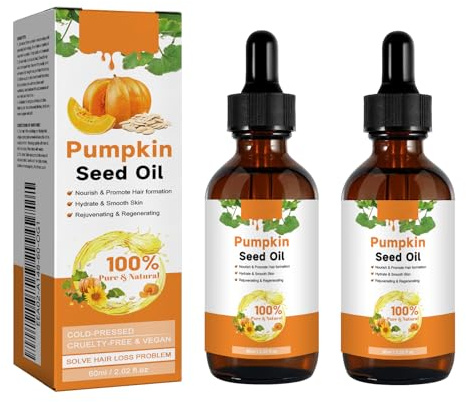 Olio di semi di zucca biologico per la crescita dei capelli e la cura della pelle – 100% puro olio per capelli secchi e danneggiati, sopracciglia e ciglia, cura nutriente del cuoio capelluto e del
