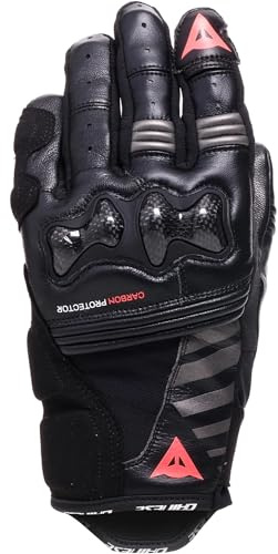 Dainese Reacto Carbon Short Gloves Wmn - Guanti Moto Corti Donna in Pelle con Protezione Nocche in Carbonio e Imbottiture Palmo e Dita Smart Touch Donna