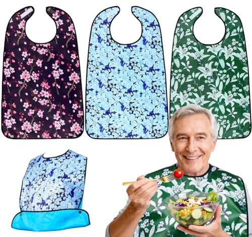 Fefod Bavoirs pour Personnes âgées, 4PCS Réutilisable Étanche Bavoir Adulte