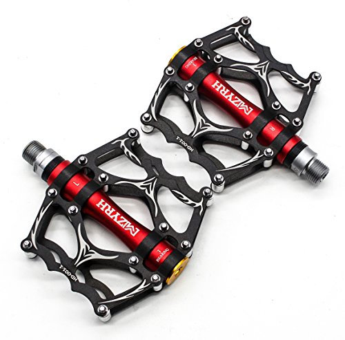 Willyn Ultra light 3 Abgedichtetes Lager Trekking Rennrad Fahrrad Pedale Fahrradpedale Anti-Rutschpedale JT40&52 (Schwarz mit Rot)