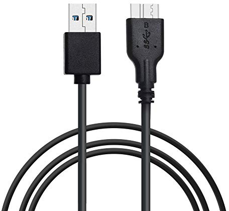 KUYIA Micro USB 3.0 Cable, Male to Micro B Lead Super Speed Data Sync Cord Compatible with Toshiba Canvio WD External Hard Drive Samsung Galaxy S5 Note 3 and More Micro-B port Device- Black (3FT)