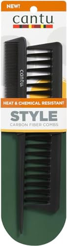 CANTU - Set de Peines de Fibra de Carbono - Unisex - 2 piezas - Incluye Peine para Desenredar Rizos y Peine Pulidor - Antiestático - Ligero - Ideal para Definición, Control de Frizz y Peinados Pulidos