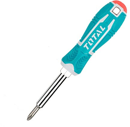 TOTAL - Destornillador 6 Funciones en 1-1 Varilla Doble Intercambiable - 2 puntas de 2 vías -2 de Punta Plana y 2 de Punta Phillips - Cromo Vanadio