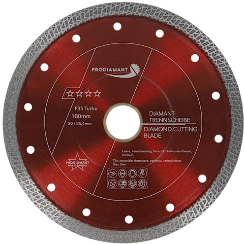 PRODIAMANT Premium disque diamant 180 mm x 30/25,4 mm - pour carrelage et grès cérame, pour coupe précise sur machines de table