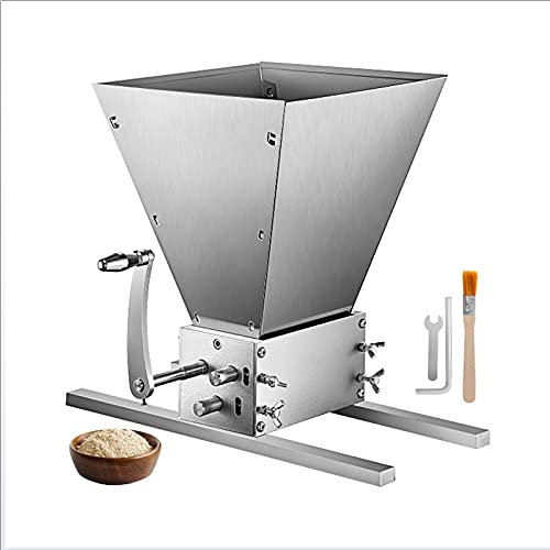 Barley Grinder Crusher Manual Stainless 3-Roller Grain Mill Homebrews Beer Brewing Machine for Corn Malt Wheat Soybeans, Portable