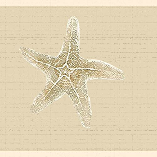 Dundee Deco DDAZBD9409 Tapetenbordüre zum Abziehen und Aufkleben, maritim, cremefarben, beige, Seepferdchen, Muscheln, Seestern, Retro-Design, 4,57 m x 17,78 cm, selbstklebend