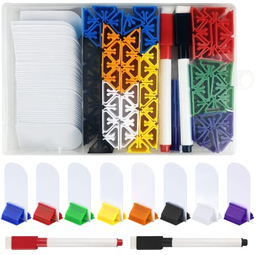 130Teiliges Spielkartenständer Set, Leere Spielbrett Marker | 8 Arten von bunten Spielkartenständern, mit 2 rot/schwarz löschbaren Markern, für Partygeschenke