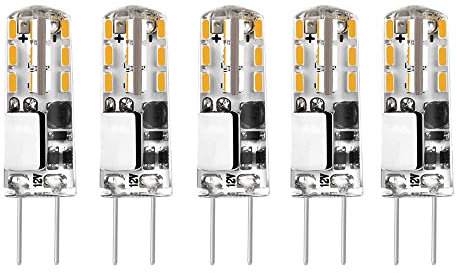 ShuoHui 12 V G4 24 LED Lampe Warmweiß 3000 K AC/DC 1,5 W / 20 W Halogen G4 Kapsellampen Ersatz Bi-Pin Sockel JC Typ Energiesparend Nicht Dimmbar Leuchtmittel (5)