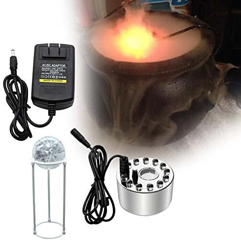 IINCOOY 24V Ultrasonic Humidifier 12 LED Mist Maker Fogger Nebulizer Water Mist Fountain Ultrasonic Mist Generator Vaporizer for Lawn and Pond (Color : Small Mist)