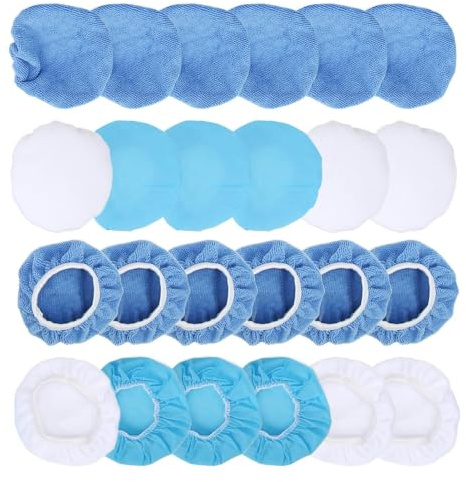Polerhuvset, 24 Förpackningar 6 Tum/150 Mm Polerhuv Microfiber Nonwoven Bomullsputsningskuddar Polerhuvset för Bilar Motorcyklar Båtar Skepp