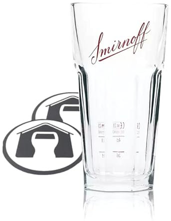 GarageBar Smirnoff Glass | Bicchiere resistente Highball | Capacità 29 cl | Prodotto ufficiale | Viene fornito con 2 sottobicchieri | 1 bicchiere