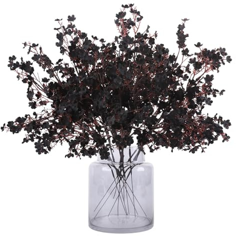 N&T NIETING künstliche Blumen, 12 Stück Schleierkraut künstlich Gypsophila Blumen für DIY Hochzeit Blumenstrauß Party Tisch Centerpieces Blumenarrangements und Home Herbst Dekoration（Schwarz）
