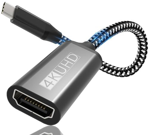 Adattatore HDMI USB C,4K Adattatore USB C HDMI (Thunderbolt 3 Compatibile) HD Uscita Audio Video per iPhone 16/15 Pro/Max, MacBook Pro/Air,Surface Pro,Pixelbook,iPad Pro,Huawei,Samsung Galaxy S/NOTE