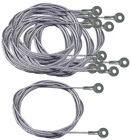 Jinyuanchao Cuerda de acero inoxidable de 3 mm, cuerda de seguridad para colgar, 10 piezas, cuerda de alambre de acero galvanizado de 50 cm, con agujeros de terminal, revestido, dispositivo anticaídas