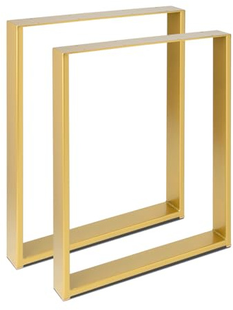 Magnetic Mobel 2 x Tischbeine aus Metall für Schreibtisch Esstisch, Möbelfüße Tischgestell Tischuntergestell Tischkufen (Gold | Profil 8x2 cm, 80x72 cm)