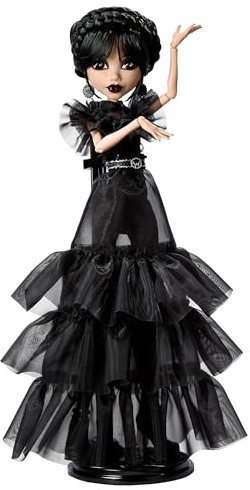 Monster High Wednesday Puppe, Rave’N Wednesday Sammelfigur in schwarzem Gothic-Kleid, inspiriert von der Tanzszene, Premium-Accessoires und Puppenständer, HXJ03