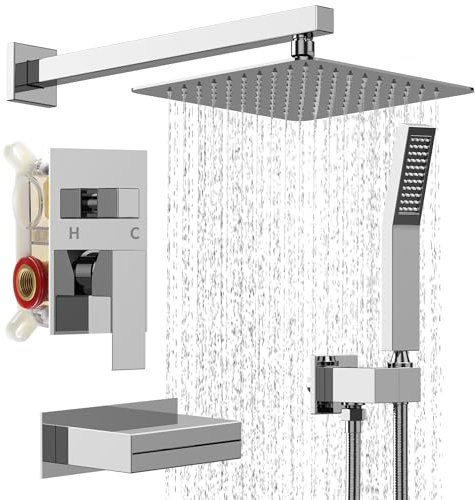 TRE Home Duscharmatur-Set Regenduschkopf mit Handbrause Duschventil Kit Duscharmatur Duschsystem Duschset Badezimmer Duscharmatur Set Duscharmaturen Badewanne & Duschverkleidungssysteme