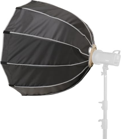 Jemora Softbox parabolico Pieghevole da 120 cm/47 Pollici con Supporto Bowen e griglia a Nido d'Ape per Fotografia in Studio, Ritratto, Streaming Live