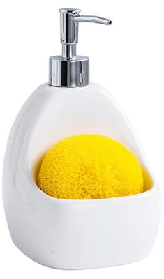 Hosoncovy 450ML Ceramic Soap Dispenser with Pump ，Pump Bottle Dispenser with Soap/Fome Holder, Refillable Hand Wash Liquid Lotion Jar Dispenser for Bathroom, Countertop, Kitchen (White)