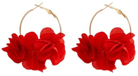 KBRPEY Boucles d'Oreilles pour Femme Léger Grandes Boucles d'Oreilles Fleur Pendantes de Rose en Argent 925 Hypoallergénique Mode Bijoux Cadeau pour Fête de Mariage Banquet