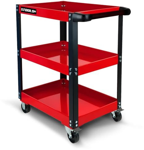 Chariot d'atelier BM TOOLS TOOLCART à 3 étages sur roulettes - Desserte, Plateaux de Rangement pour Outils, Servante, 150KG Max