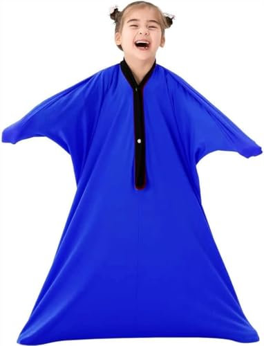 DTREEL Sensory Körpersocken Sensorische Kompressionsdecke Kinder Erwachsene Hilfsmittel Bei Autismus SPD Ängsten Konzentrationsmange(Blau 1,L)