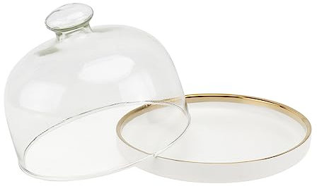 MAGICLULU Glass Cover Pastry Tray Set 5 Pcs Cake Displays Lids Cake Platter Lid Snack Tray Glass Cover Food for Dessert Plate