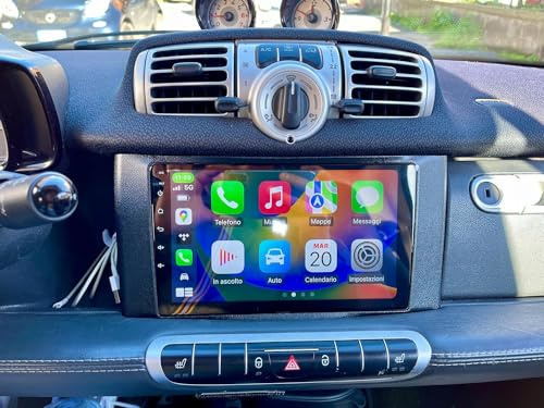 【6+128 GIGA】Autoradio Navigatore Car Tablet Android 14 Radio CarPlay Android Auto Wireless 9 Pollici Bluetooth GPS Viva Voce Per SMART FORTWO dal 2011 al 2014