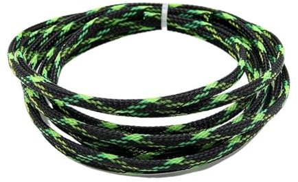 VONCYKI 2/4/6/8/10/12/14/16/20/25/30/40mm Expandable Insulated Braided Sleeving Tight PET Wire Gland HighDensity Protection Cable Sleeve(Black UV GN YL Cross,30MM_3 METERS)