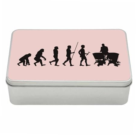 Fabulous Boite en Métal Rose - Evolution Percussion Classique Orchestre Timbales Instrument Musicien - 11 x 18,5 x 5,5 cm - Boite de rangement, clé, outils, boite à Lunch, Sucre, Biscuit