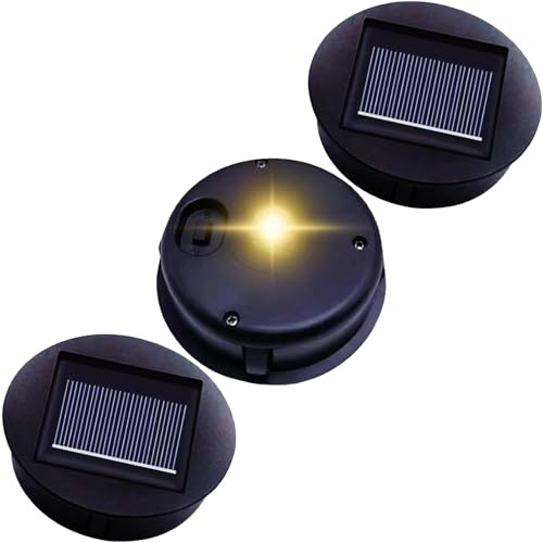 ZQX Solar Light Replacement，3 PCS Warm White LED Covers, Diameter 8 cm, Replacement Solar Panel for Garden Lights，for Various Lamps.