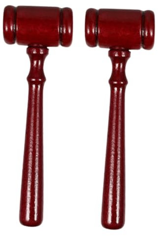 PHENOFICE Wooden Judge Gavel 2pcs Mini Redwood Hammer Party Prop Auction Accessory for Lawyer and Judge Role Play