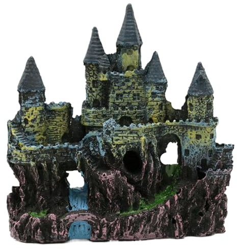 Aquarium-Dekorationen, Simulationsschloss, Steingarten, Aquarium-Dekor, Ornamente, lichtecht, Mini-Harz, Aquarium-Dekor für Süßwasser, Meerwasser, Aquarium-Dekoration, Aquarium-Dekor, Ornamente, Aqua