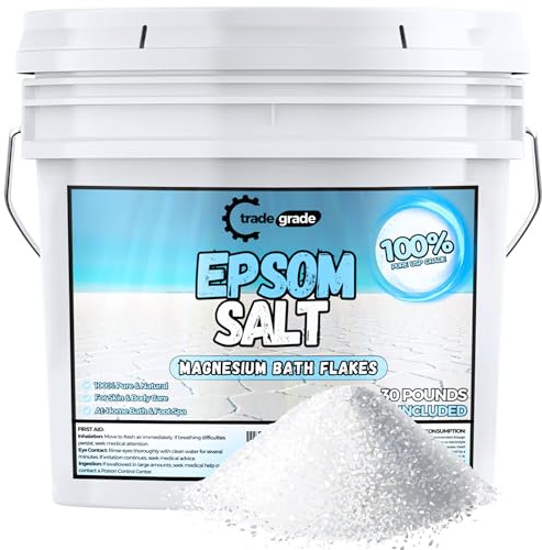 Epsom Salt Bath Soak 30 lb Bucket – Unscented, Pure Epsom Salt Bulk Crystals, Magnesium Sulfate for Full Body or Foot Soaks, Resealable Container for Home Bath Use