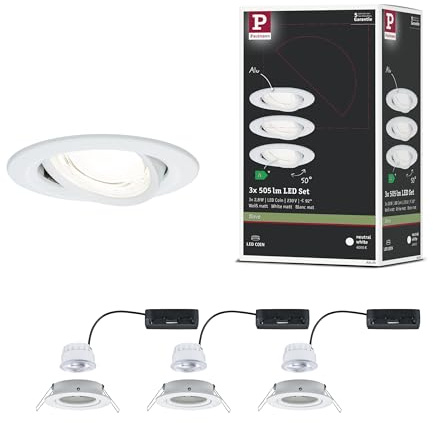 Paulmann LED Einbauleuchte Nova Coin 3er-Set rund 84mm 50° 3x2,8W 3x505lm 230V 4000K Weiß matt 92455