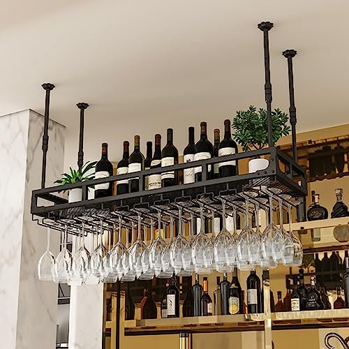 XAUBXYVR Verstellbares hängendes Weinglasregal für Deckenleuchte, luxuriöser Kelchhalter mit Höhenverstellung, kopfüber hängendes Lagerregal für Zuhause für Bar, Küche, Kaffeeparty, platzsparendes hä