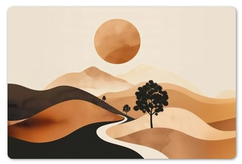 KitchenYeah© Placemats para Mesa Comedor Set 6 45x30 cm Manteles Individuales Lavables PVC Antideslizantes Estilo Elegante Sol - Colinas - Árbol - Abstracto