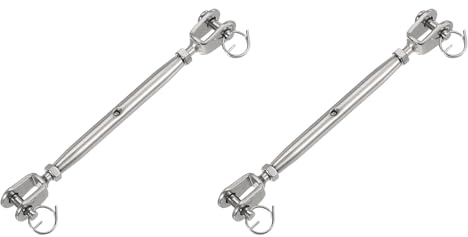 sourcing map Spannschlösser M5 (3/16 Zoll), geschlossener Körper und Backen, Drahtseilspanner, Edelstahl-Spannschloss, verstellbarer Kabelspanner für Schatten, Segel, Wäscheleine, 299 kg