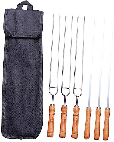 Happyyami Brochetas Para Barbacoa De Acero Inoxidable Tenedor Reutilizable Para Barbacoa Pinchos Para Bolsa De Almacenamiento Para Al Aire