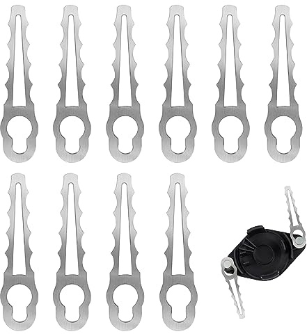 Lames de Rechange pour Coupe-Bordure, yisight 10 Pcs Lames Métal Coupe Bordure, Lame Tondeuse à Gazon Universelle, Remplacement des Lames de Strimmer d'Herbe (B)