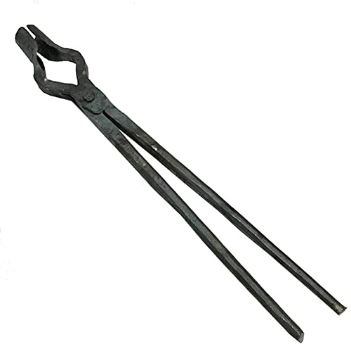 ZYGPH Tenazas de Herrero Tenaza de Herrero de Punta Redonda Tenaza de Herrero para Yunque Fabricación de Cuchillos Tenaza de Herrero de 500 mm de Longitud Negra para Ingeniero Herrero Forja